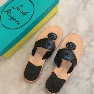 Jack Rogers Black Patent Leather Sandal